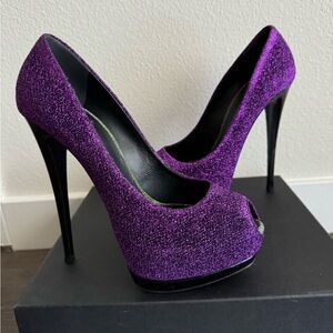 AUTHENTIC DESIGNER Giuseppe Zanotti Lurex Viola Platform 6" Heel Size 39